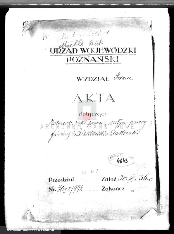 Obraz 4 z jednostki "Zatwierdzenie zakładu przemysłowego /młyn parowy/ firmy Siudziak i Ciastowski w Buku"