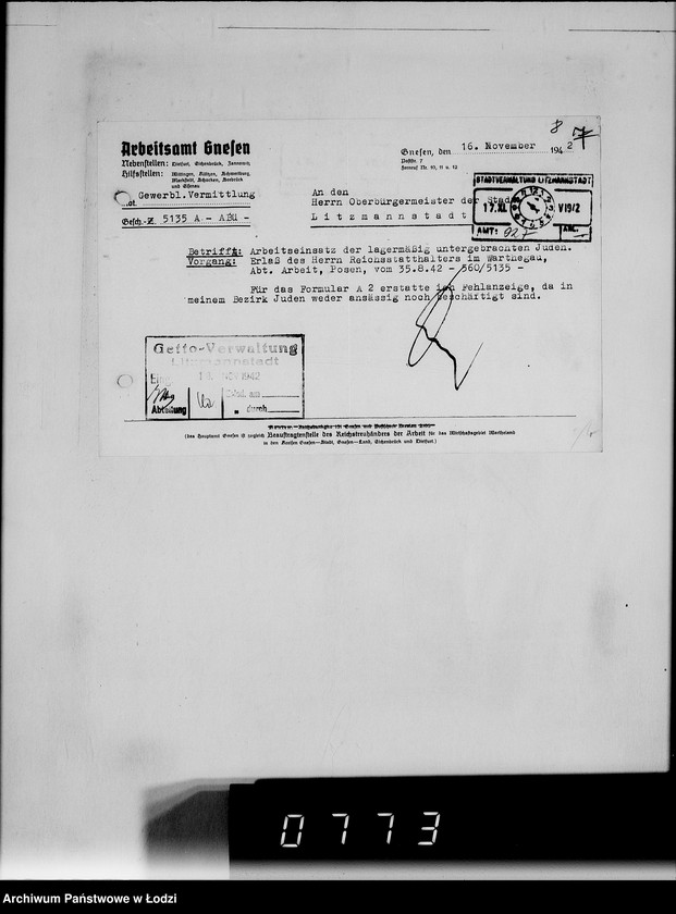 Obraz 11 z jednostki "Sonderkonto 12300. Arbeitsamt Gnesen, Arbeitsamt Hohensalza Judenlager: Montwy- (Kreis Hohensalza), Grossendorf-(Kreis Hohensalza), Bilsko, Mogilno, Olscha, Bornheim u.Schlabau, Wiesengrund, Hinterwalden, Neuwelt."