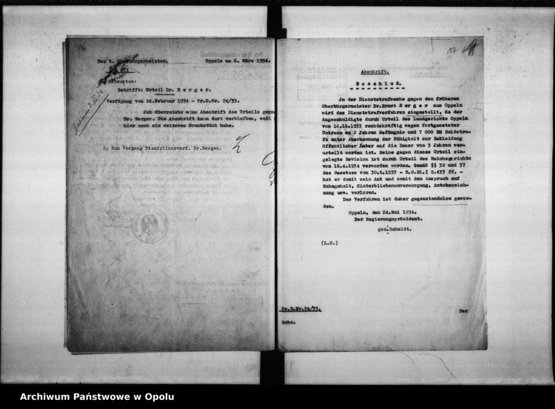 Obraz 15 z jednostki "Stadtverwaltung Oppeln. Dienststrafverfahren gegen Dr. Berger"
