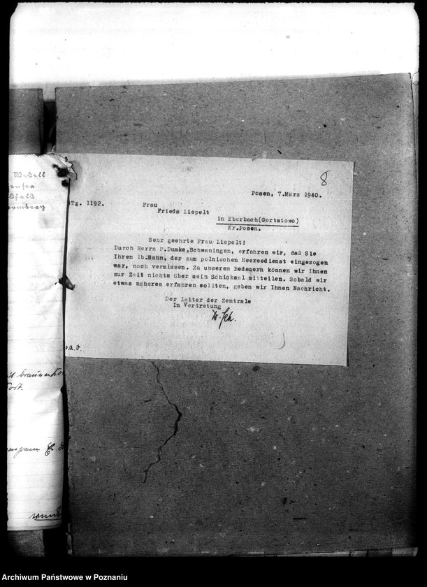 Obraz 12 z jednostki "Korespondencja w sprawie miejscowych Niemców, którzy zginęli w 1939 roku A - K"