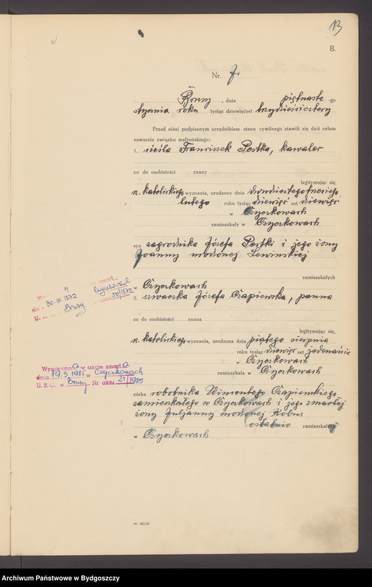 image.from.unit.number "Akta małżeństw - pierwopis nr 1-71"