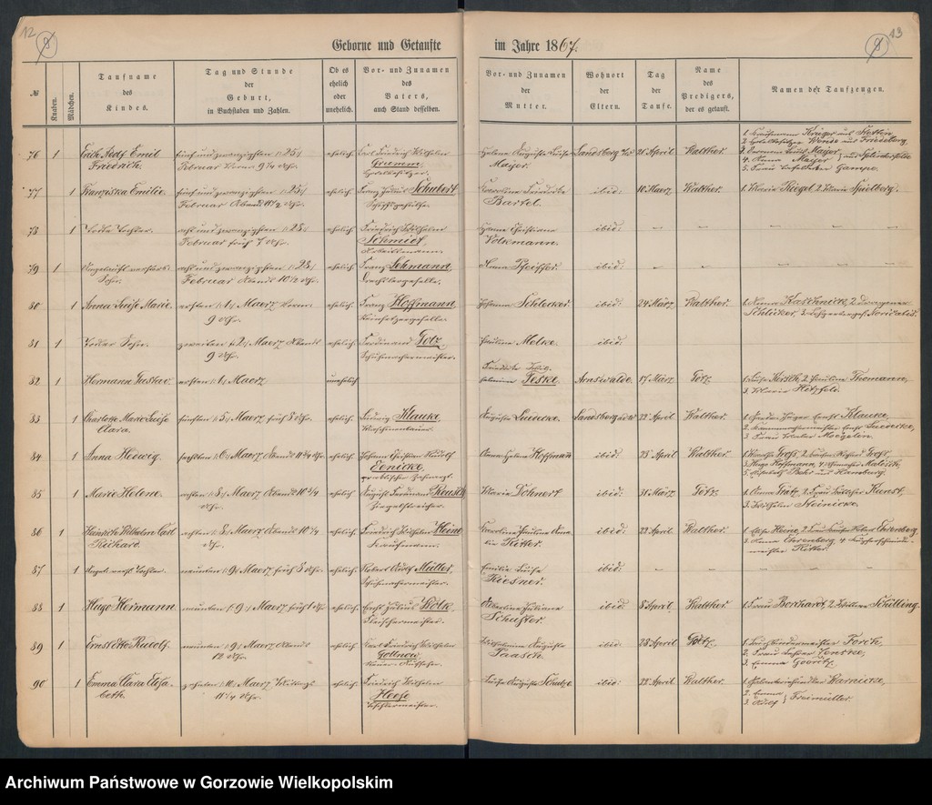 image.from.unit.number "Duplikate der Hauptkirche zu Landsberg an der Warthe (zawiera także księgę zgonów Konkordier Kirchen Gemeinde mit der reformirten und Militair Gemeinde z 1867 r.)"