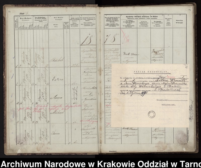 Obraz z zespołu "Akta stanu cywilnego Izraelickiego Okręgu Metrykalnego w Wojniczu"