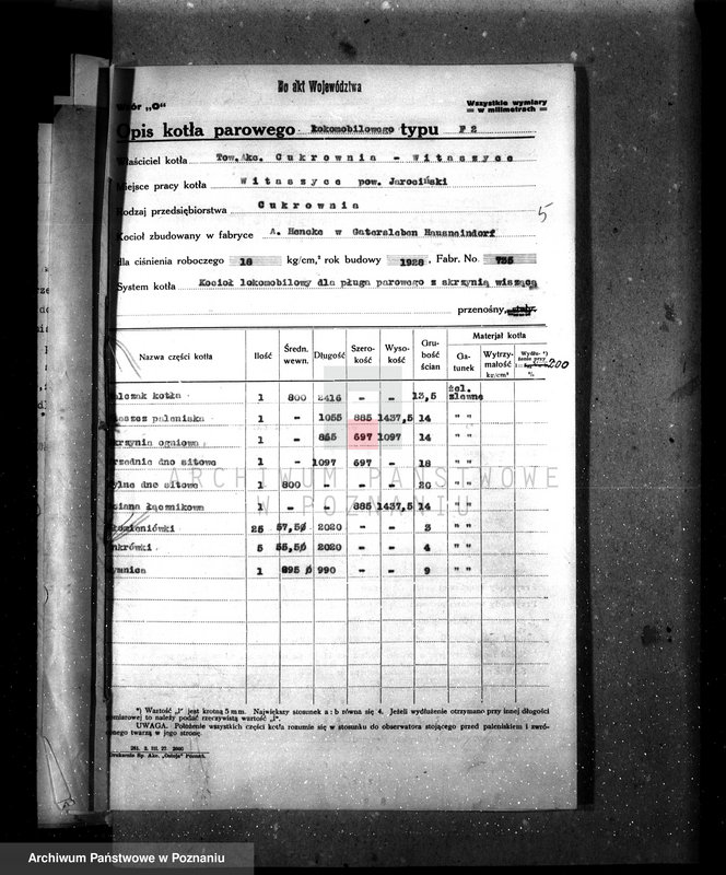 Obraz 10 z jednostki "Cukrownia Witaszyce nr fabr. kotła 735 nr woj. kotła 6105"