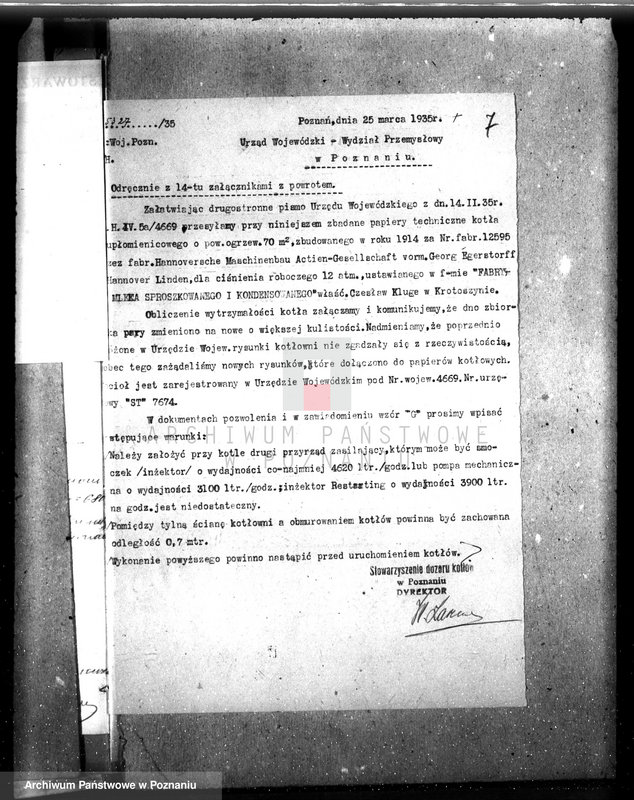 Obraz 12 z jednostki "Fabryka mleka proszkowanego i kondensowanego w Krotoszynie nr woj. kotła 4669"