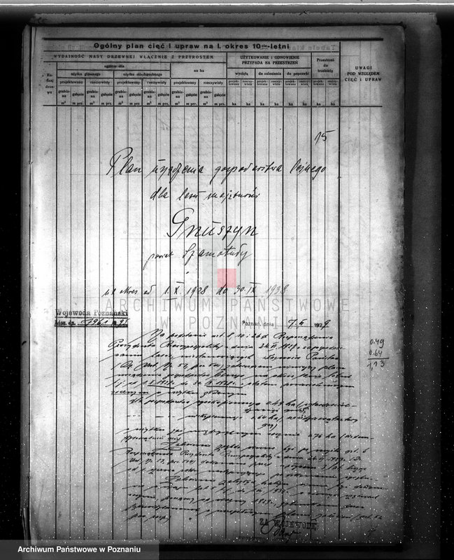 Obraz 19 z jednostki "Dodatkowy plan urządzenia gospodarstwa leśnego dla lasu majętności Grzuszyn powiat szamotulski 1937-1938"