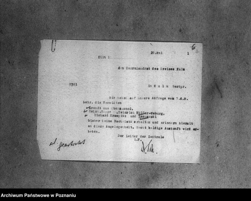 Obraz 11 z jednostki "Amtliche Meldungen Kreis Kulm (Cełmno oraz powiat toruński)"