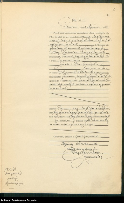 Obraz 7 z jednostki "Księga miejscowa zgonów tom I [Rejestr główny zgonów]"