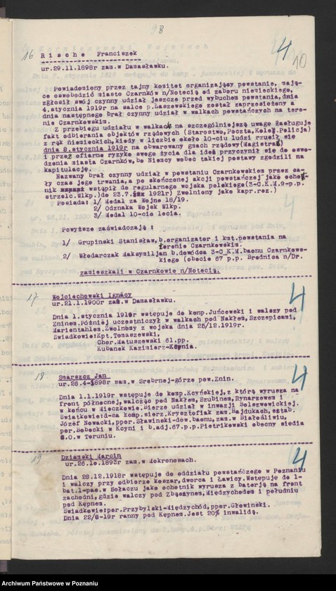 Obraz 12 z jednostki "Koło Damasławek, powiat Wągrowiec, członkowie Związku Powstańców Wielkopolskich którzy zasługują na odznaczenia."