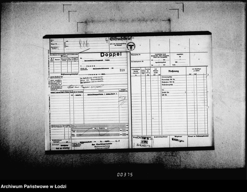 Obraz 8 z jednostki "Frachtbriefe [doppel einige Ausgang] vom 801-1300. [Wtórniki listów przewozowych]"
