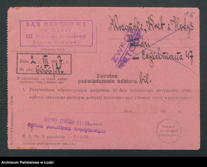 Obraz 18 z jednostki "Wrzonecki, Kret i Hodys- handel manufakturą"