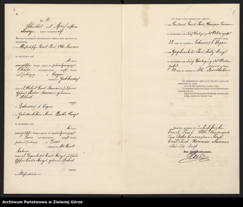 image.from.unit.number "Heirats-Haupt-Register Standesamt Sagan Land"