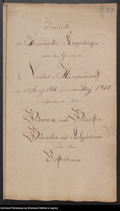 image.from.unit.number "Duplicat der Harpersdorfer Kirchenbücher von die Gemeinde Niederharpersdorf"