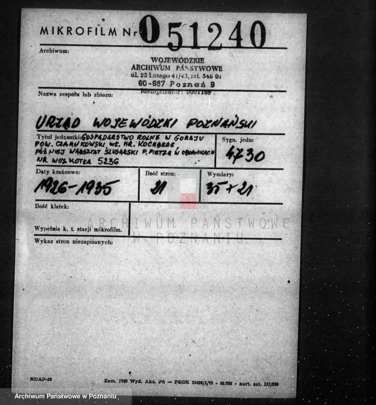 Obraz 2 z jednostki "Gospodarstwo rolne w Goraju pow. czarnkowski własność hr Hochberg później warsztat ślusarski P. Pietza w Obornikach nr woj. kotła 5236"