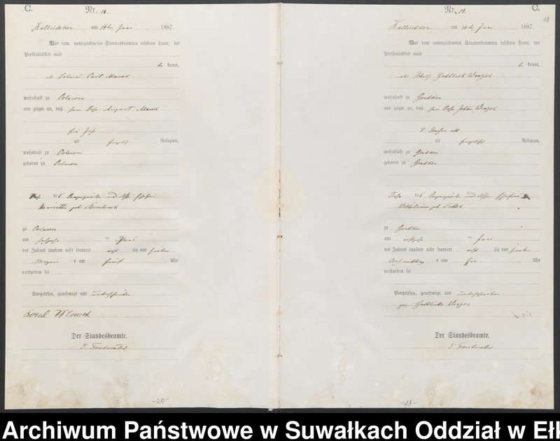 image.from.unit.number "Sterbe-Haupt-Register des Königlichen Preussischen Standes-Amtes Kallischken Kreis Johannisburg"