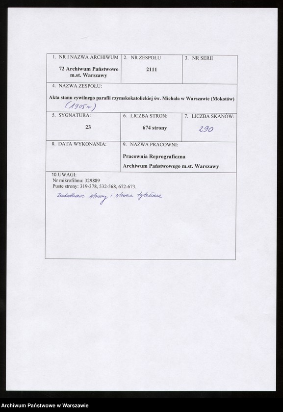 Obraz 1 z jednostki "Akta urodzeń, małżeństw i zgonów"