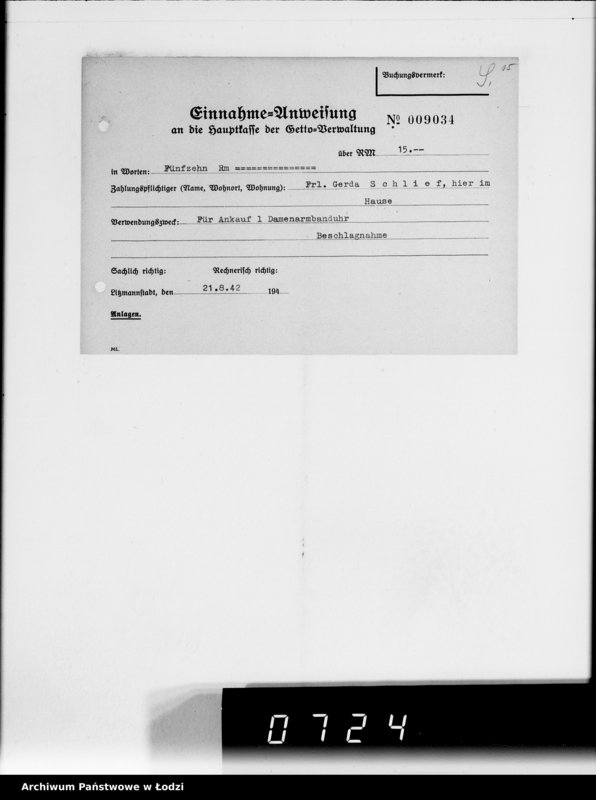 Obraz 20 z jednostki "Einnahme Anweisungen Sonderkonto"