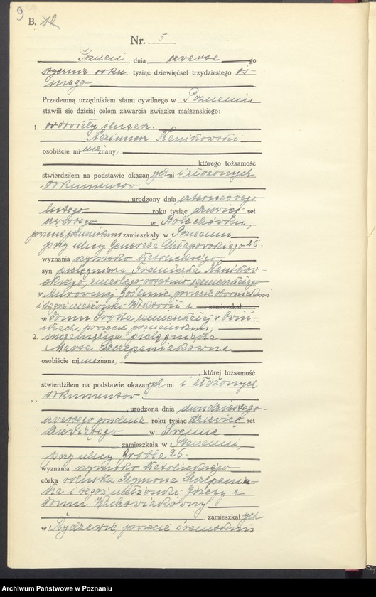 Obraz 11 z jednostki "Księga miejscowa małżeństw tom I [Rejestr główny małżeństw]"