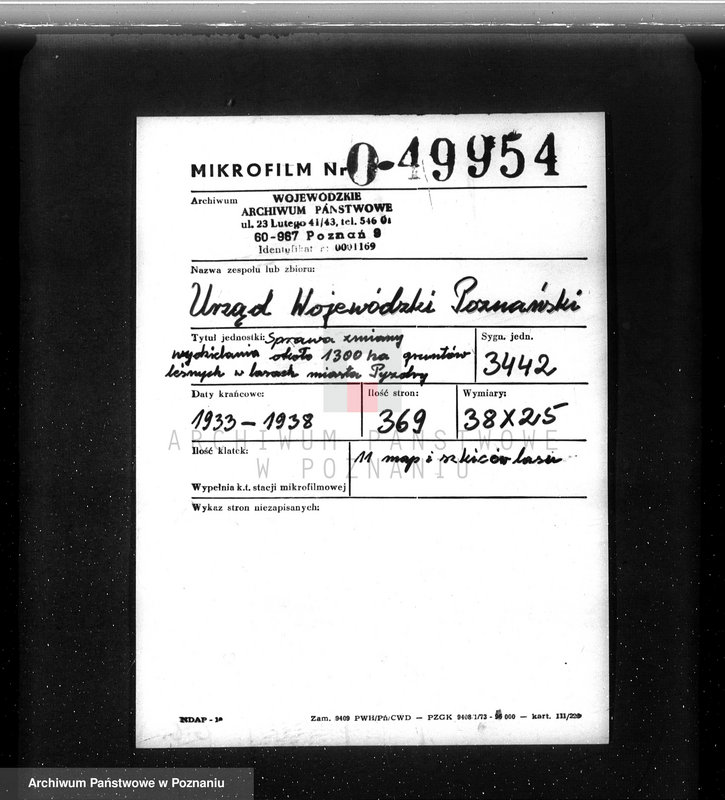 Obraz 2 z jednostki "Sprawa zmiany wydzielenia około 1300 ha gruntów leśnych w lasach miasta Pyzdry ewentualnie z przymusową likwidacją serwitutów wsi Holendry Pyzderskie"