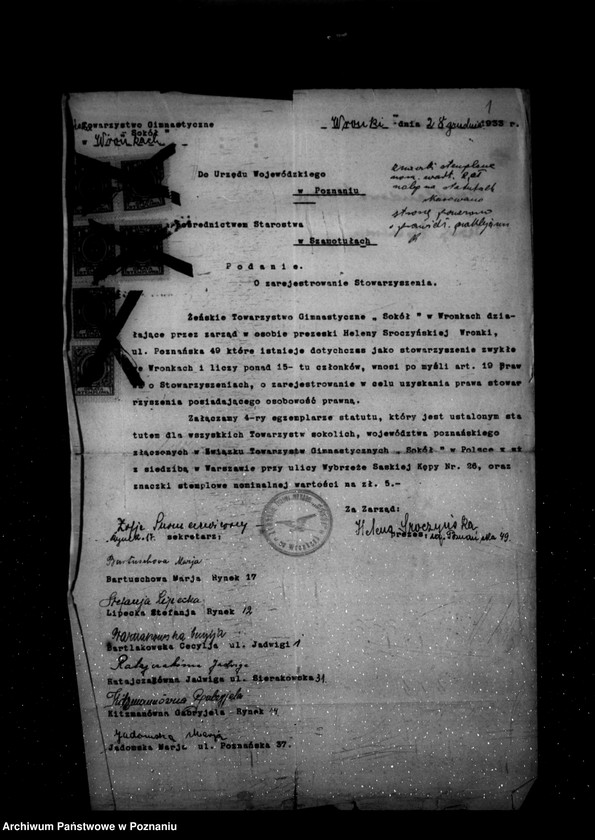 Obraz 5 z jednostki "/Towarzystwo Gimnastyczne Sokół we Wronkach powiat Szamotuły -rejestracja/"