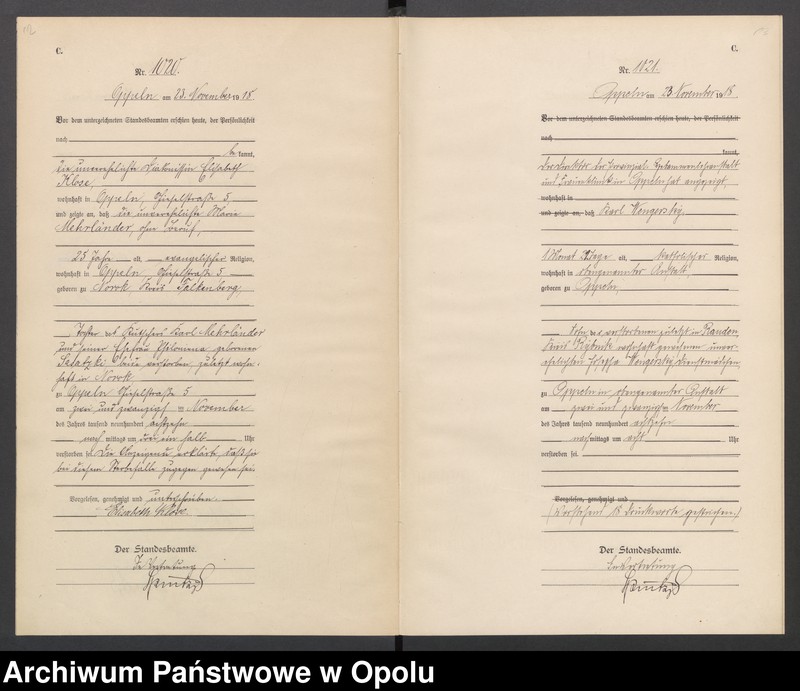 Obraz 10 z jednostki "[Rejestr zgonów] 1918 Tom III Nr 1010-1124"