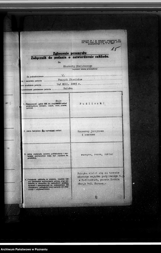 Obraz 20 z jednostki "Zatwierdzenie zakładu przemysłowego /rozbudowa fabryki konserw/ St. Fenrycha w Pudliszkach pow. gostyński"