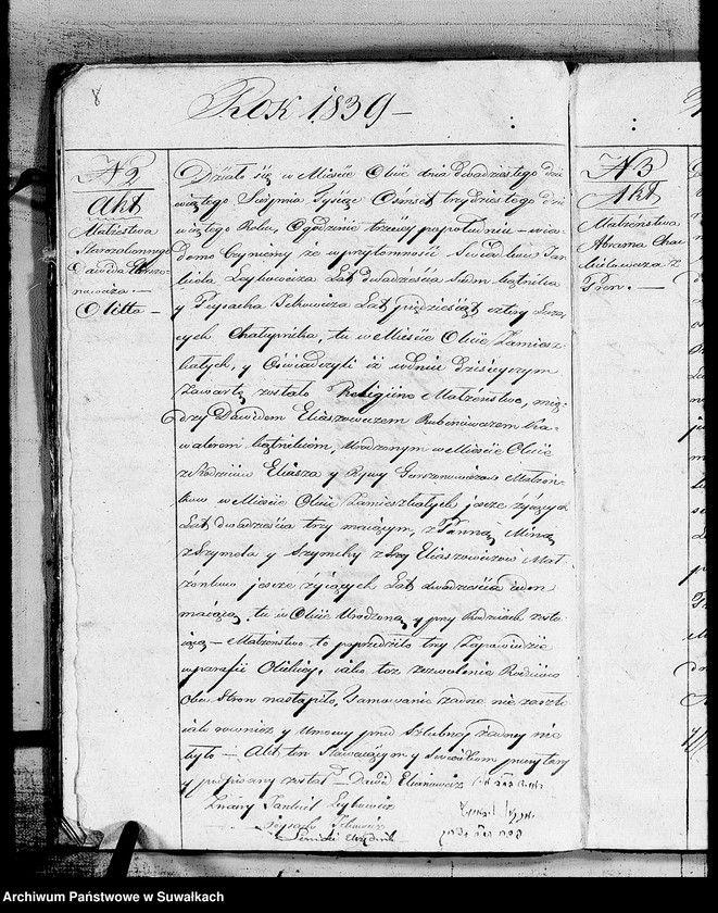 image.from.unit.number "Księga dla zapisywania aktów zaślubionych Urzędnika Stanu Cywilnego wyznania mojżeszowego miasta Olity pow. Kalwaryjskiego"