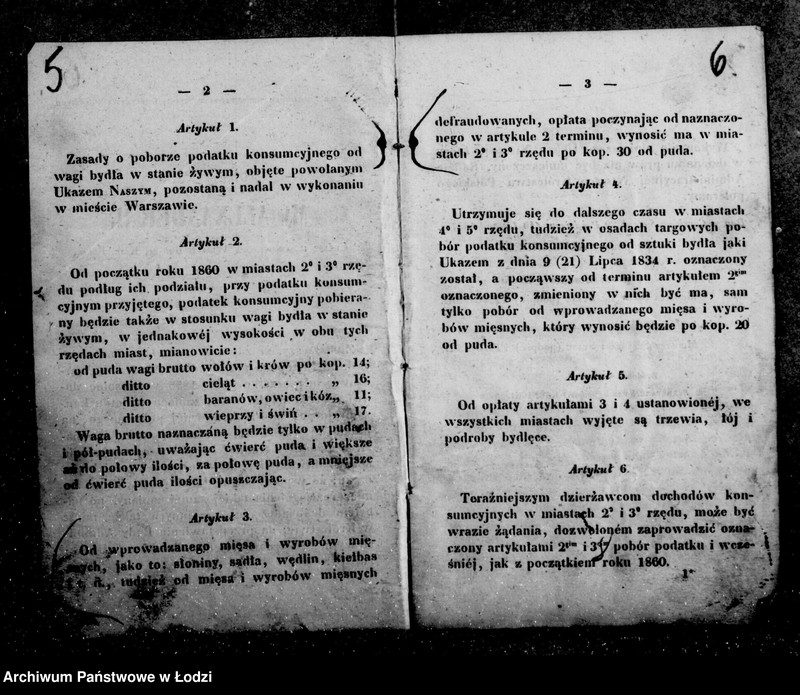 Obraz 9 z jednostki "Akta tyczące się dzierżawy dochodów konsumpcyjnych z początkiem 1860 r. oraz wszelkich w tym przedmiocie urządzeń"