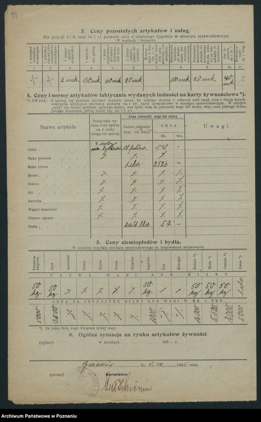 Obraz 11 z jednostki "[Wykazy cen z września 1921 roku w miastach województwa poznańskiego i pomorskiego]"