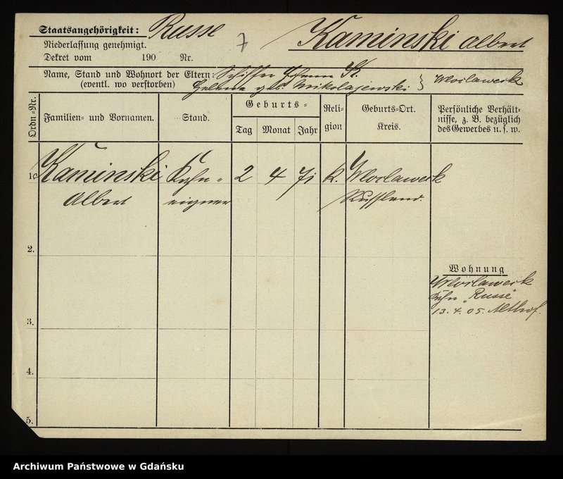 image.from.unit.number "Karty meldunkowe: Kaminski Adolf - Kaminski Hugo"