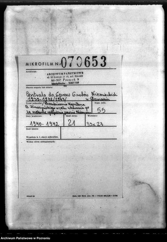 Obraz 2 z jednostki "Poszukiwanie kapitana B. Kruszyńskiego w celu ukarania go za rzekome wystąpienia przeciw Niemcom"