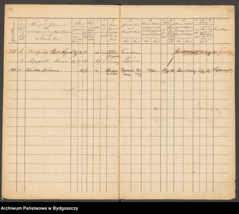 image.from.unit.number "[Liste der sämmtlichen Civil - Einwohner zu Bromberg aufgenommen Nr 409-461]"