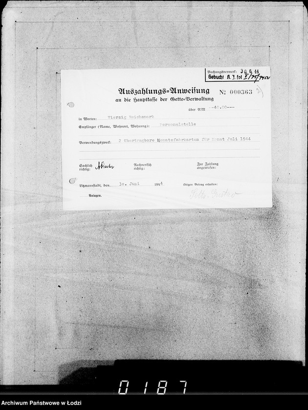 Obraz 6 z jednostki "26 Kassenbelege nr 62/7084- 7850"