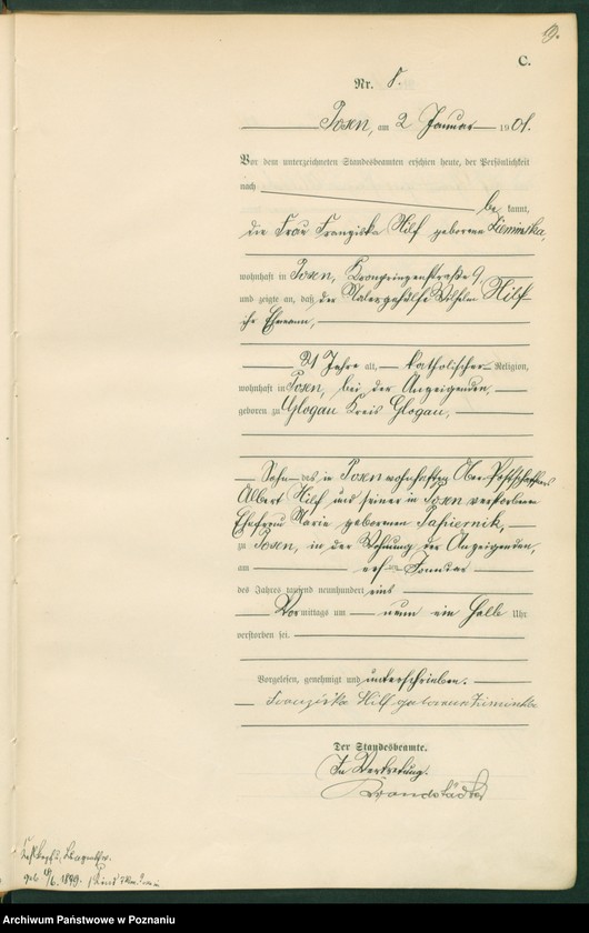 Obraz 11 z jednostki "Księga miejscowa zgonów t. I"