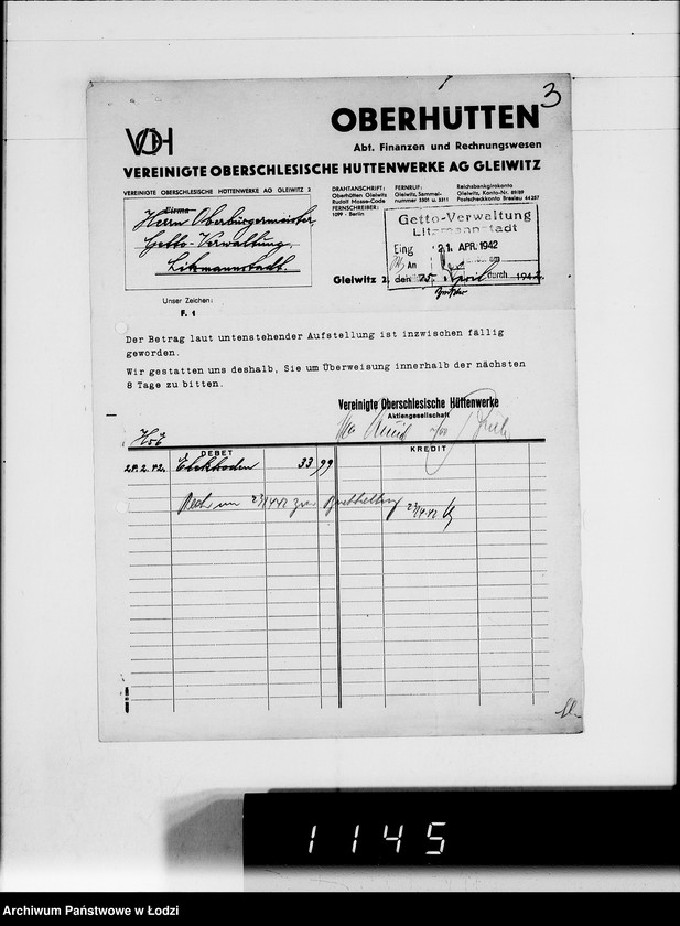 Obraz 7 z jednostki "V. [rachunki za dostawy towarów dla Getta]"