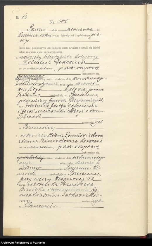 Obraz 14 z jednostki "Księga miejscowa małżeństw tom II [Rejestr główny małżeństw]"