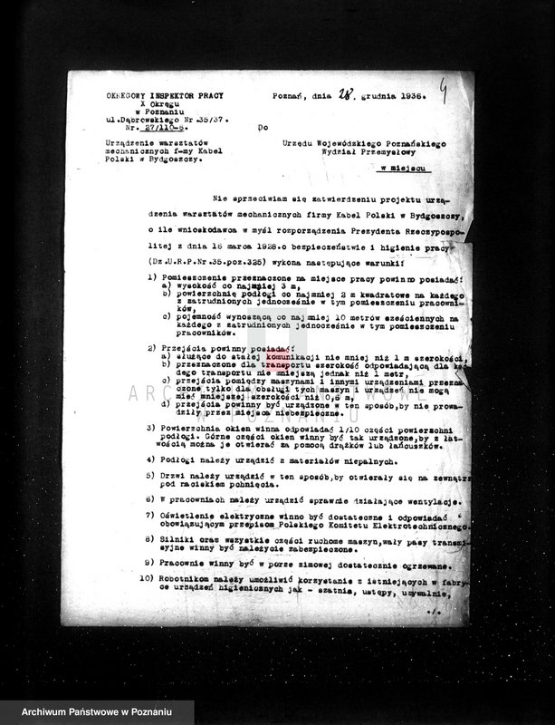 Obraz 8 z jednostki "/Projekt urządzenia zakładów mechanicznych Kabel Polski Spółka Akcyjna w Bydgoszczy/"
