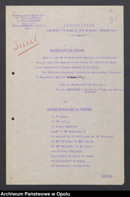 Obraz 6 z jednostki "Instruction pour mise en Etat a Siege d