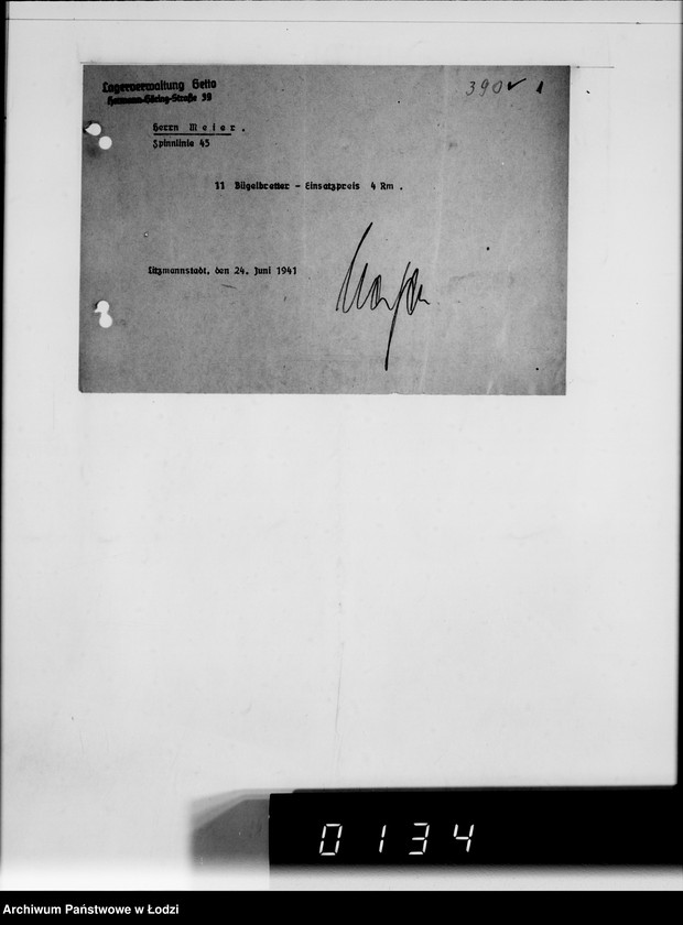 Obraz 4 z jednostki "Lager 39. Matratzen, Daunensteppdecken [Kwity i listy przesyłkowe]"