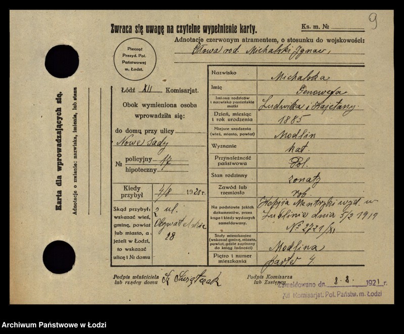 Obraz 11 z jednostki "[Spis ludności Łodzi] Michalski - Michałowicz"
