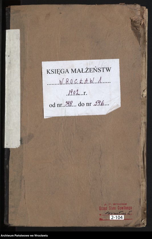 image.from.unit.number "Heiraths-Haupt-Register Breslau I 1902 Band 3"