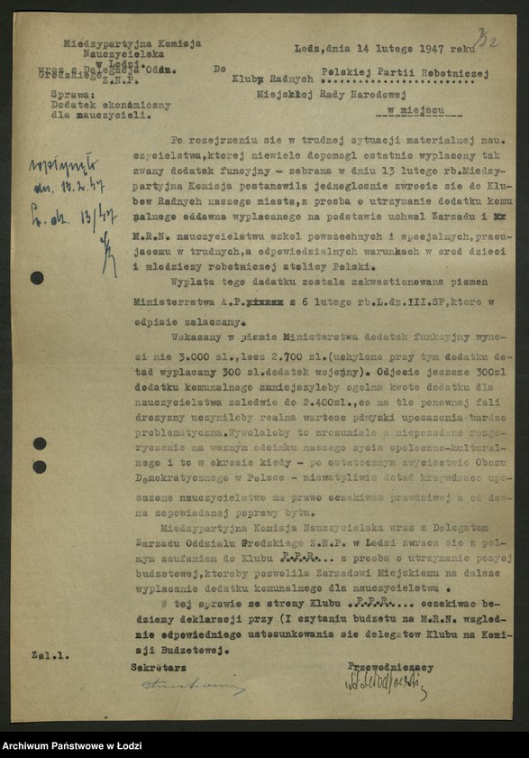 Obraz 3 z jednostki "Korespondencja [z Zarządem Miejskim; budżety, teksty przemówień]"