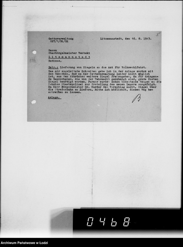 Obraz 9 z jednostki "Akten betr.Correspondenz an Hern Oberbürgermeister und Bürgermeister"