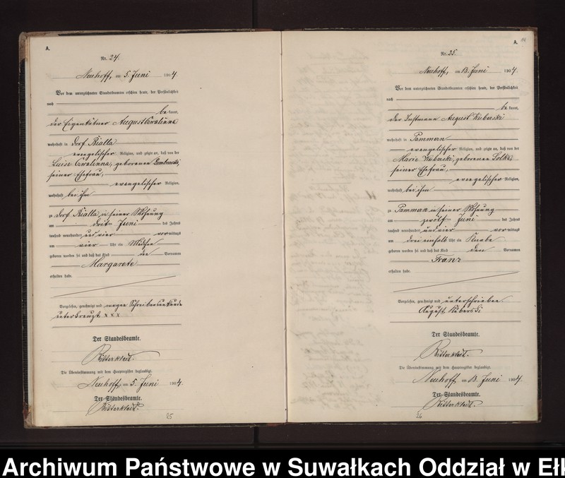 image.from.unit.number "Geburts-Neben-Register des Preussischen Standes-Amtes Neuhoff Kreis Loetzen"