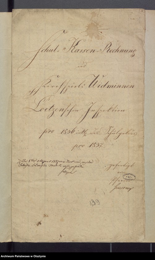 image.from.unit.number "Schul-Kassen Rechnung des Kirchspiels Widminnen"