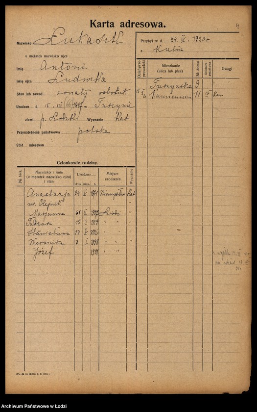 Obraz 6 z jednostki "[Spis ludności Łodzi] Łukasiewicz - Luński"