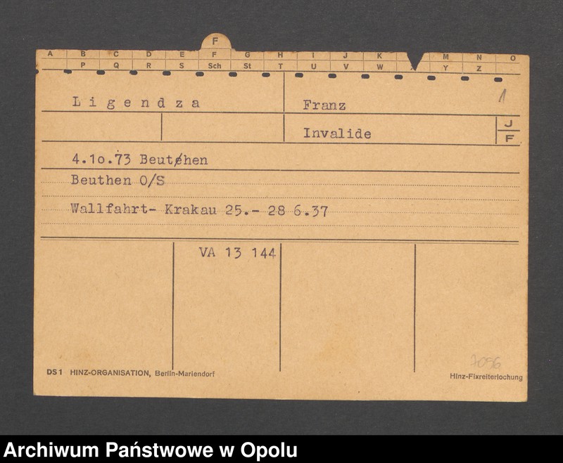 Obraz 3 z jednostki "[Ligendza Franz, ur. 4.10.1873 r. Beuthen]"