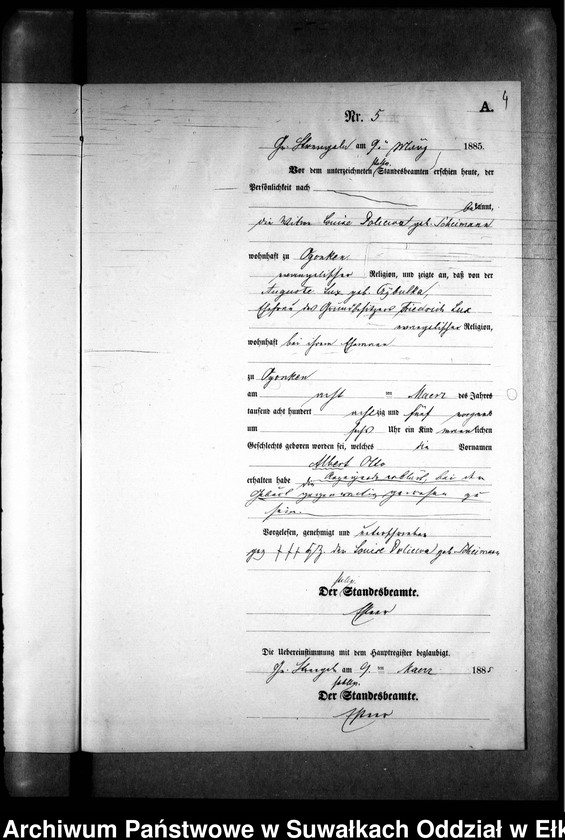 image.from.unit.number "Geburts-Neben-Register des Preussischen Standes-Amtes Gr. Strengeln Kreis Angerburg"