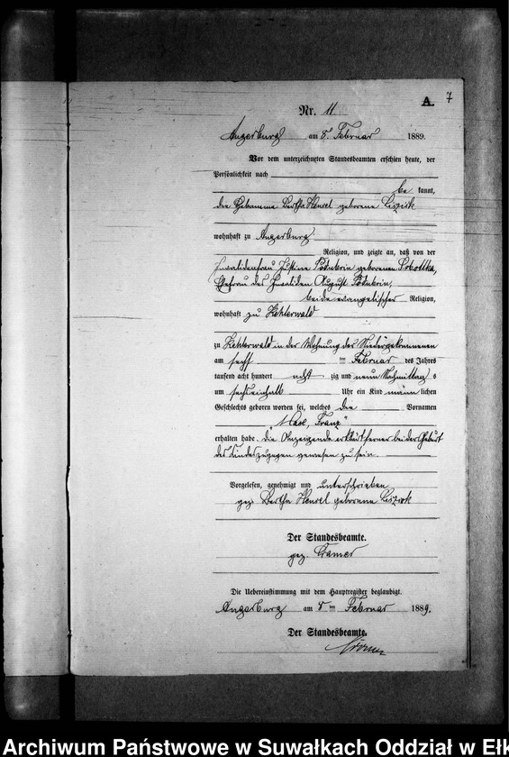 image.from.unit.number "Geburts-Neben-Register des Preussischen Standes-Amtes Kehlen Kreis Angerburg"