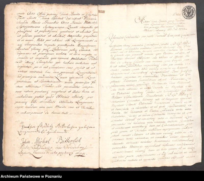 Obraz 18 z jednostki "Prothocollum nobilis officii consularis civitatis SR.Mtis Posnaniae sub notariatu nobilis Michaelis Rürer, SR.Mtis secretarii connotatum ad anno 1777 ad annum 1780."